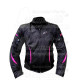 motoros kabát ASHLEY, Méret: S, fekete pink csíkkal, poliészter anyagból, CE jóváhagyott protektorok, NŐI, MZONE