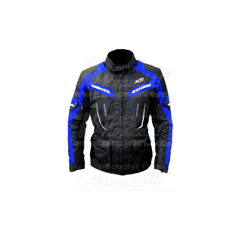 motoros kabát JOHN, méret: XL,fekete- kék, poliészter anyagból, CE jóváhagyott protektorok, FÉRFI, MZONE