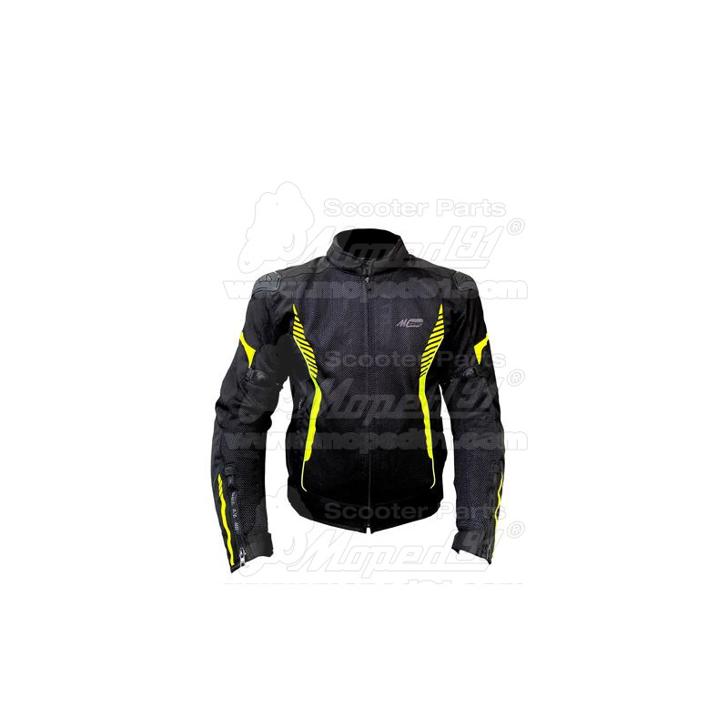 motoros kabát ROBERT, méret: XXL, fekete neon csíkkal ,poliészter anyag és háló kombinációja, CE jóváhagyott protektorok, FÉRFI