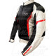 motoros kabát JAMES, méret: XXL, fekete-tört fehér piros csíkkal,poliészter anyag és háló kombinációja, CE jóváhagyott protektor