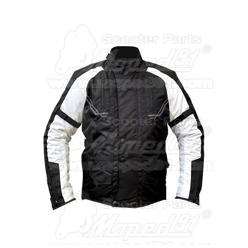 motoros kabát WILLIAM, méret: S, fekete-fehér,poliészter anyagból, CE jóváhagyott protektorok, MZONE