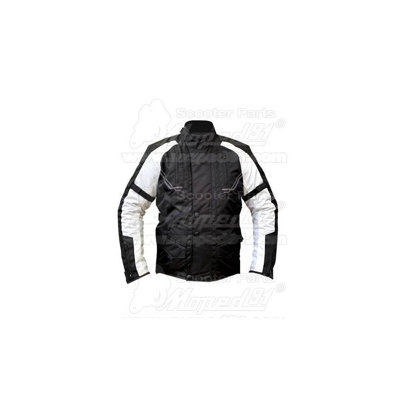 motoros kabát WILLIAM, méret: XL, fekete-fehér, poliészter anyagból, CE jóváhagyott protektorok, férfi, MZONE