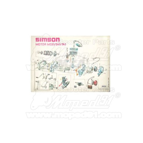 színes poszter, robbantott ábra - MZA SIMSON M531/541/741 - S51, S70, kb. 72x50 cm