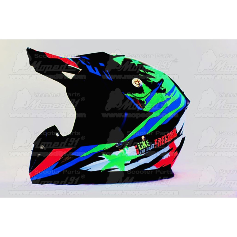 bukósisak cross FREEDOM KIDS gyerek Méret: S (47-48 CM) Szín: színes . Tulajdonságok: ABS héjszerkezet, felső légbeömlők segíti