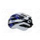 kerékpár fejvédő FLASH, M (55-58), unisex fehér-kék, stabil szerkezet, szilárdabb és tartósabb,állítható hevedercsatt, könnyebbe